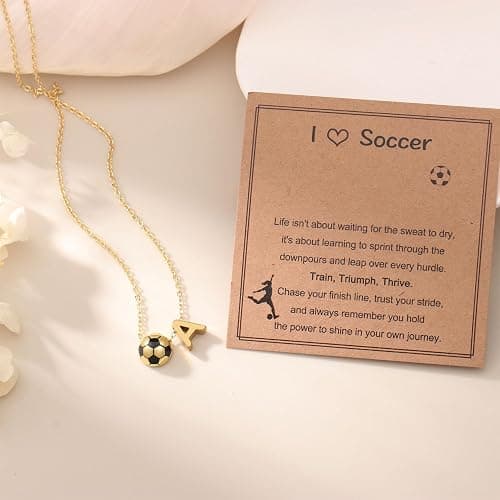 AULSIEY Initial A-Z Soccer Necklace for Girls Teens Women, Soccer Stuff Favors Christmas Birthday Jewelry for Her Lovers 17+2 Inches thumbnail 6