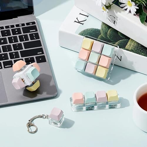 Taiyin 4 Pcs Decompression Toys Keyboard Clicker Toy Keyboard Cube Mechanical Key Button Stress Relief for Adult Gifts to Relief Pass Time (Trendy) thumbnail 2