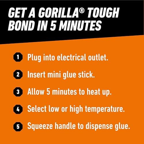 Gorilla Mini Hot Glue Gun Kit (Pack of 1 Mini Hot Glue Gun and 30 Sticks) - Dual Temp, Precision Nozzle, and Easy Squeeze Trigger thumbnail 6
