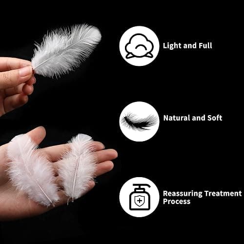 Soarer 300pcs White Feathers for Crafts - 3-5inch Feathers Bulk for Wedding Home Party, Dream Catcher Supplies and DIY Crafts(White) thumbnail 4