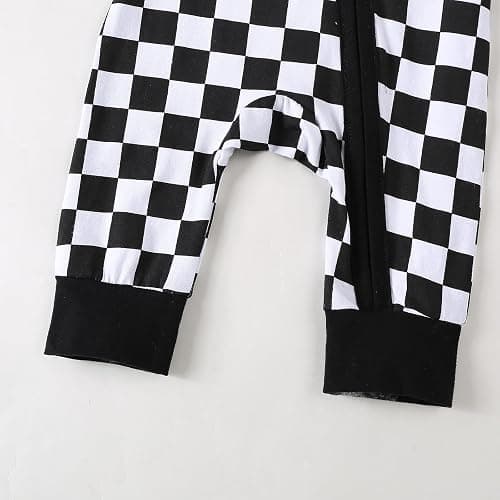 Karuedoo Newborn Baby Boy Girl Clothes Checkered Long Sleeve Zipper Romper Jumpsuit One Piece Bodysuit Fall Winter Outfit thumbnail 6