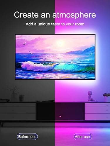 GIPOYENT TV LED Backlight,Sync to Music LED Strip Lights for 32-50 inch TV, LED TV Lights with Bluetooth Function,Led Lights for Bedroom RGB Colors Changing for Home Theater Non-Waterproof (6.56ft) thumbnail 7