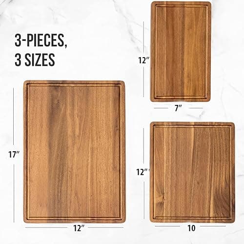 KOLWOVEN Wood Cutting Boards for Kitchen - Set of 3, Wooden Cutting Board Set with Holder for Chopping Meat, Cheese, Fruits, Vegetables, Knife Friendly Serving Tray thumbnail 3