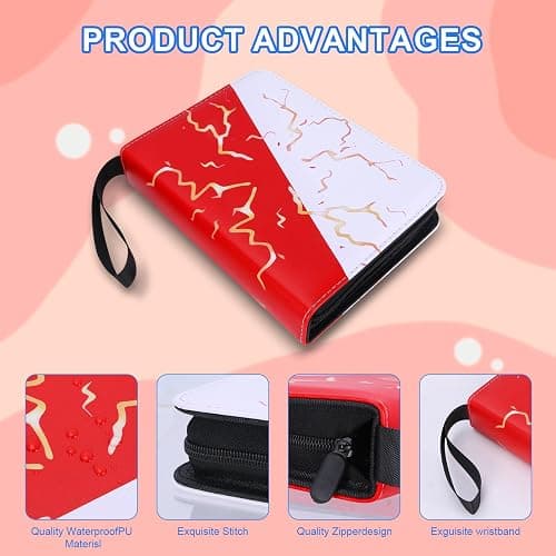 Awedsu Collectible Trading Card Albums,Collectible Trading Card Protective Sleeves,Card Binder 4-Pocket,400 Pockets Card Case Holder for TCG, Sports Card.… (Pink and White) thumbnail 5