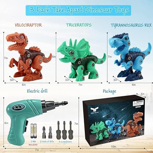 Dinosaur STEM Toys for Kids 3-5, Take Apart Dinosaur Toys with Electric Drill, Educational Building Toy & Construction Set, DIY Christmas Birthday Gifts for 3 4 5 6 7 8 Years Old Boys and Girls thumbnail 6