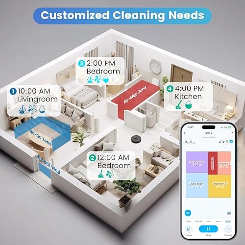 AIRROBO Robot Vacuum and Mop Combo, Self-Emptying, 60-Day Capacity, Home Mapping, Schedule, Wi-Fi/App/Alexa/Remote, 180mins Runtime, T20+ Robotic Vacuum Cleaner for Pet, Hard Floors, Carpet thumbnail 3