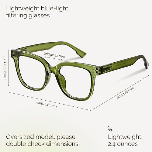 miyya Blue Light Glasses for Women & Men – Oversized UV & Blue Light Blocker Chunky Frames, All-Day Comfort, Stylish Eyewear thumbnail 3