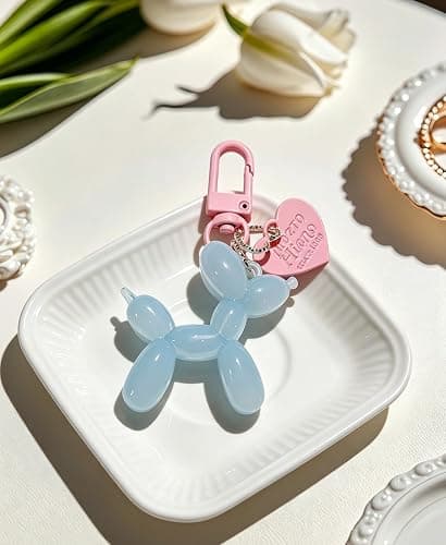 LAEKOU Jelly Balloon Dog Design Keychain for Women, Cute Girls Key Chain, Bag Charms Accessories for Car Purse Backpack thumbnail 5