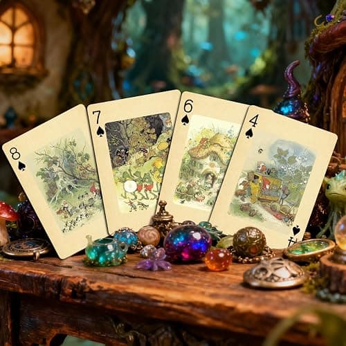 strublfe Vintage Style Playing Cards, Elf Home Dwarves and Forest Animals Themed Playing Card, 54 Unique Exquisite Illustrations, Standard Size, Suitable for Family Gatherings, Party Games thumbnail 6