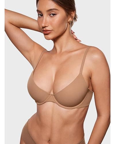 INLYRIC Women's Inbarely Plus Balconette Bra - Lightly Padded Underwire Sexy Tshirt Demi Bras Supportive thumbnail 3