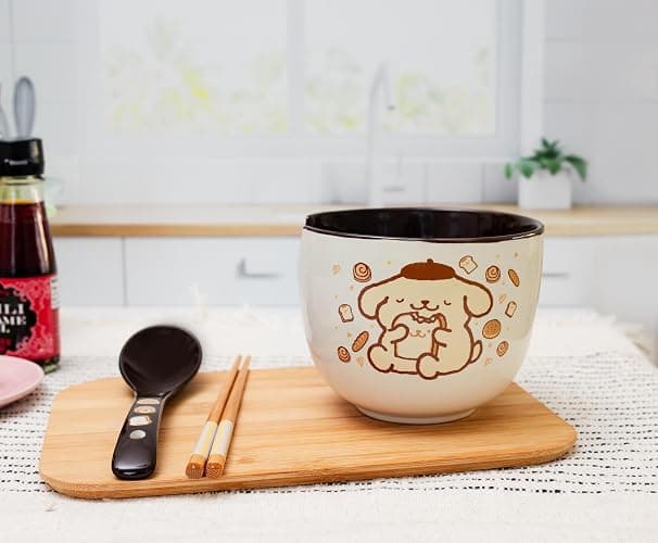 Sanrio Pompompurin 20-Ounce Ramen Bowl With Chopsticks and Spoon thumbnail 2