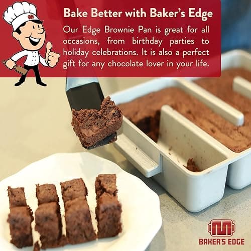 Baker's Edge Brownie Pan, The Original All Edges Brownie Pan for Baking | Premium Double Nonstick Coating, Heavy Gauge Cast Aluminum, Rectangular 9x12” Size Baking Pan - US Patented Design thumbnail 7