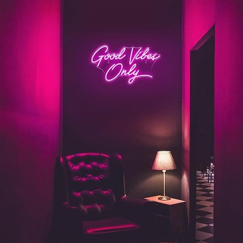 Kavaas Good Vibes Only Neon Signs for Wall Decor 17.7" x 9.9" | Pink Good Vibes Only LED Sign for Bedroom, Party, Bar, Salon - Best Gifts for Birthday, Christmas thumbnail 8
