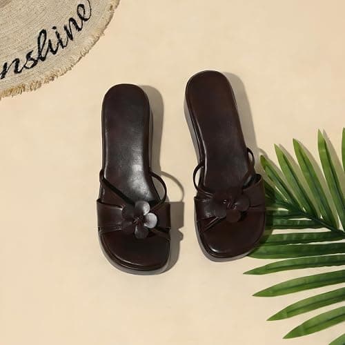 Accloris Platform Sandals Women Chunky Floral Wedge Sandals Comfortable Strap Square Toe Slip On Lightweight&Soft Wedges Chic Cute Summer Beach-Ready Shoes thumbnail 6