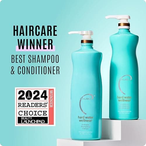 Malibu C Hard Water Wellness Shampoo and Conditioner Duo - Hydrating Hair Care for Shine & Manageability - Protects from Waterborne Elements That Cause Dry, Damaged Hair (33.8oz) thumbnail 4