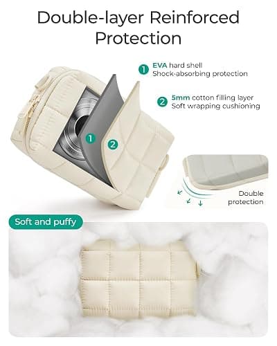 BAGSMART Digital Camera Case, Protective Puffy Camera Case with 2 Carrying Ways, Lightweight & Waterproof Small Camera Bag for Canon PowerShot G7X Mark II/III/Sony DSCW800/DSCW830 - Black thumbnail 3