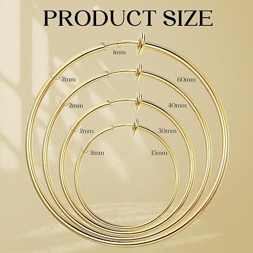 Magitaco 8 Pairs Clip On Hoop Earrings Stainless Steel Clip On Earrings for Women Fake Hoop Earring Spring Hoop Earring For Non-Pierced Ears thumbnail 5