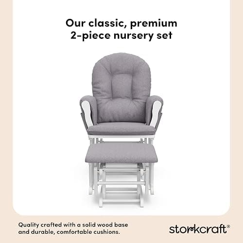 Storkcraft Hoop Custom Glider and Ottoman, White/Slate Gray Swirl thumbnail 6
