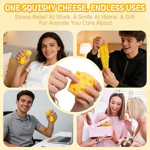 2 Inch Cheese Squishy, Snaps Back Quickly & Non-Sticky Anxiety Relief Toy, Improving Focus, Ideal Sensory Melters for Desk Decor & Stocking Stuffers, Perfect for Office, Home, or School (1, Yellow) thumbnail 7