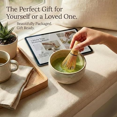 ARTDOU 100-Prong Bamboo Matcha Whisk (Chasen) - Traditional Green Tea Powder Stirrer & Mixer, Authentic Handcrafted Macha Wisk, Better Than Electric Frother for Matcha Latte, Kitchen Gift for Women thumbnail 4