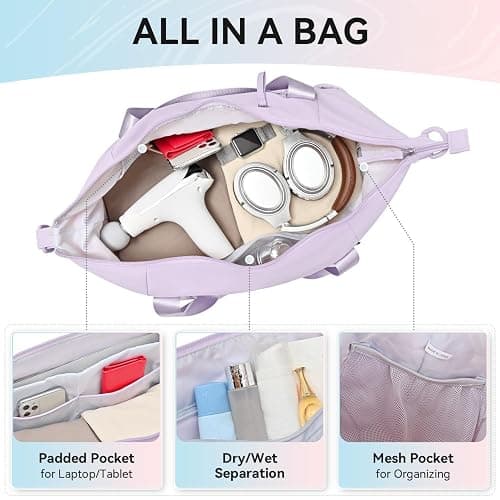 MAXTOP Women's Gym Yoga Duffle Bag with Shoe Pouch,Multi-Purpose Overnight Travel Bag for Gym,Work, Dance, Sports thumbnail 4