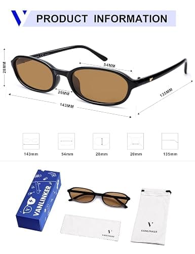 VANLINKER Trendy 90s Slim Thin Rectangle Sunglasses for Women Men Retro Small Vintage Cute Shades VL9918 thumbnail 5