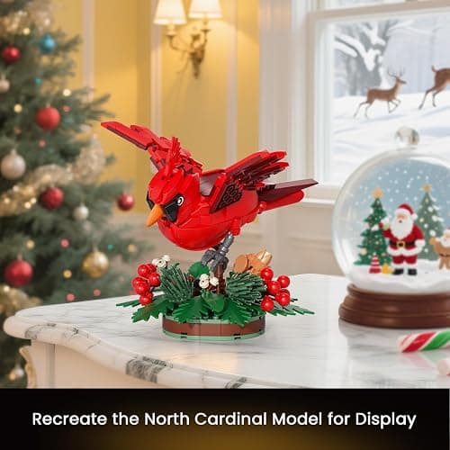 JAKI Northern Cardinal Building Kit, Red Bird with Holly Plant Botanical Collection Building Toys, Relaxing Build for Nature Lovers, Home Décor for Adults Kids thumbnail 7