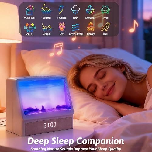 Gemmac Sunrise Alarm Clock Night Light, Hatch Alarm Clock for Adults with Sound Machine Bluetooth Speaker White Noise Sound Machine Sunrise Clock Night Lamp for Nightstands Room Decor Gifts Ideas thumbnail 5