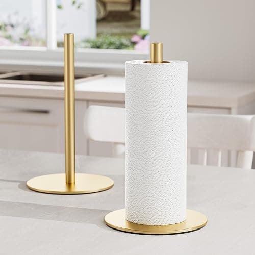 Gold Free-Standing Paper Towel Holder, Premium Stainless Steel Towel Holder for Rolls Organizer, Classic Fashion Roll Dispenser for Kitchen thumbnail 7