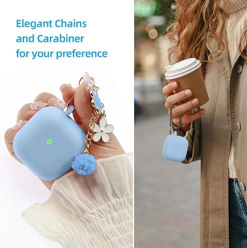 Compatible with AirPods 4 Case, Premium Soft Silicone Protective Case Cover for Apple AirPods 4th Generation with Cleaner Kit Keychain Accessories for Women Girls thumbnail 3