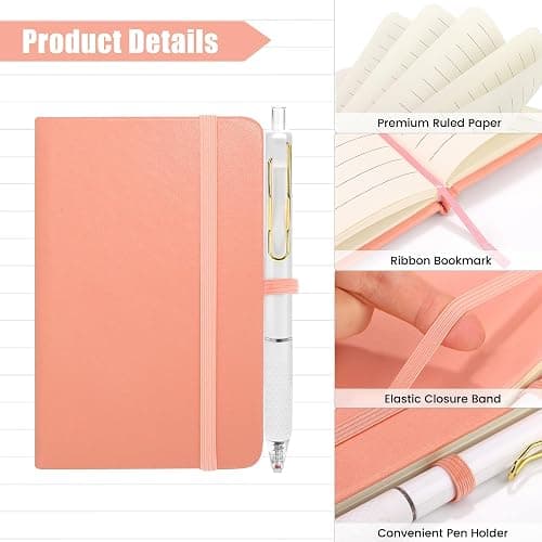 Aneco 50 Sets Pocket Notebook Journals with Pens, A6 Mini Hardcover PU Leather Lined Notebooks 3.5 x 5.5 Inch College Ruled Notepad With Pen Holder for Office School Supplies, Pastel Color thumbnail 4