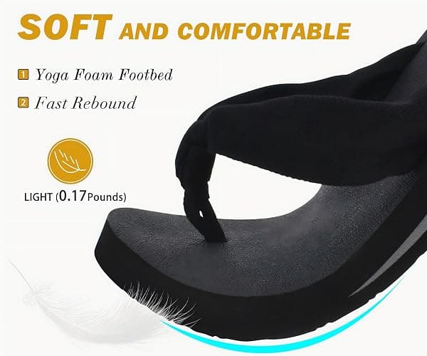 KuaiLu Flip Flops for Women with Arch Support Summer Beach Thong Sandals | Comfortable Yoga Mat Walking Shoes Cushion Slip On Casual Outfits Indoor Outdoor thumbnail 4