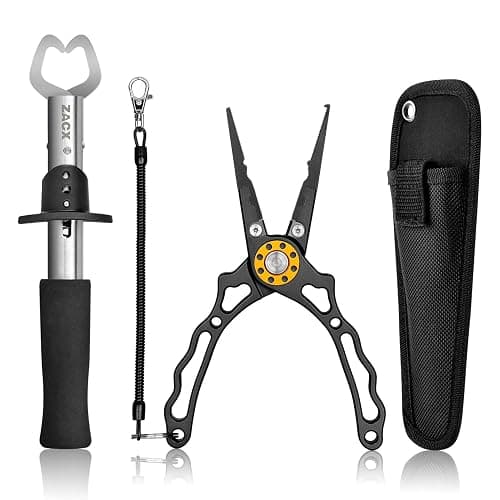 ZACX Fish Lip Gripper Pliers - Upgraded Muti-Function Hook Remover and Split Ring Pliers for Fly Fishing, Ice Fishing, Fishing Gear - Gift for Men (Package B) - Image 1