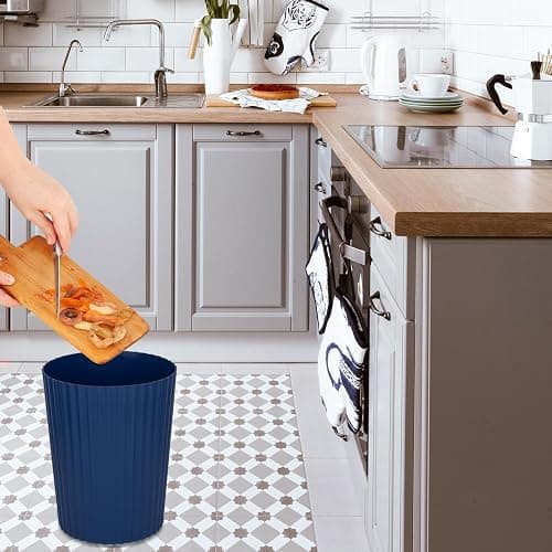 JiatuA Small Trash Can Plastic Wastebasket Round Garbage Container Bin for Bathroom, Kitchen, Bedroom, Home Office, College Dorm, Navy Blue thumbnail 7