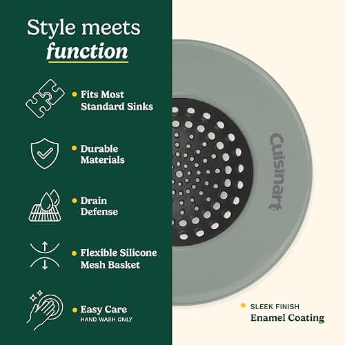 Cuisinart Sink Strainers- 2 Pack Kitchen Sink Drain Strainer & Food Catcher with Enamel-Coated Stainless Steel Rim and Silicone Base, Fits Standard 3.5" Drains, Outer Diameter 4.35", Scratch-Safe thumbnail 4
