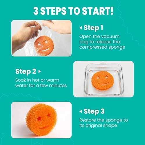 HELIME Scrub Sponge Dish Scrubber, Non Scratch Multipurpose Sponges, Temperature Controlled Dual Sided Cleaning Pads, Durable BPA Free and Odor Resistant Polymer Foam, Safe for Kitchen, Bathroom thumbnail 4