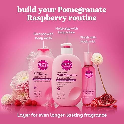 eos Shea Better Body Lotion Pomegranate Raspberry, 24-Hour Moisture Skin Care, Lightweight & Non-Greasy, Natural Shea, Vegan, 16 fl oz thumbnail 9