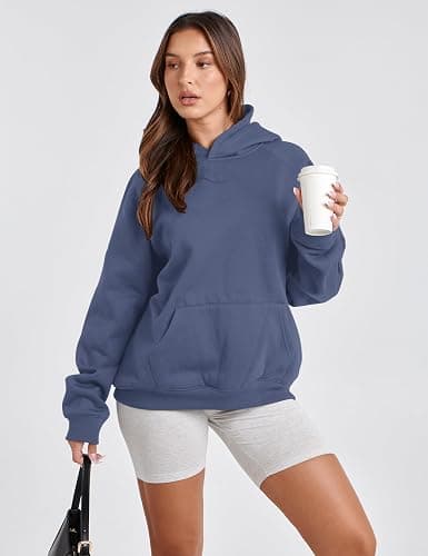 SAFRISIOR Oversized Hoodies for Women and Men Couples Fleece Basic Solid Hooded Sweatshirt Pullover Jackets thumbnail 3