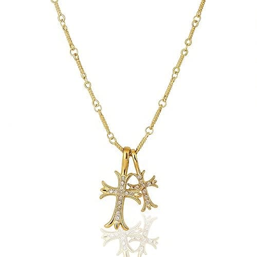 Buyongwant Double Cross Necklace Y2k Irregular Trend Hip Hop Fashion Retro Pendant Jewelry - Image 1