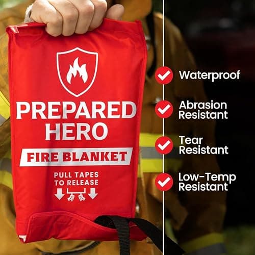 Prepared Hero Emergency Fire Blanket - 2 Pack - Fire Suppression for Kitchen, 39” x 39” Fiberglass Fire Blanket for Home thumbnail 2