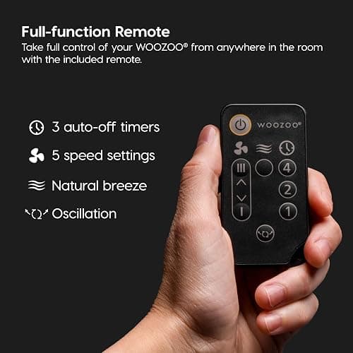 IRIS USA WOOZOO Air Circulator Fan with Remote, Oscillation, 5 Speeds, 82ft Max Air Distance, 90° Adjustable Tilt, 30db Quiet Motor, Small Fan for Bedroom, Office, Dorm, Black - 5-Speed - Black thumbnail 3