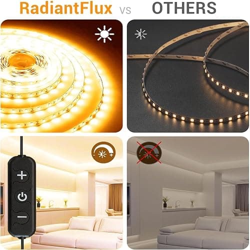 RadiantFlux 30ft Warm White Led Strip Lights for Living Room, Home Decor, 540 LEDs, Dimmable, Super Bright Flexible LED Light Strips for Bedroom, Kitchen, Vanity Mirror, House Warming Gifts New Home thumbnail 2