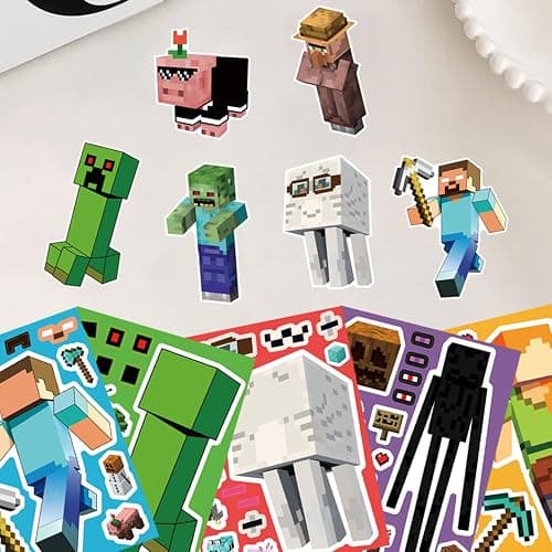 24 Sheets Cartoon Stickers, Mixed & Matched with 8 Designed Characters(3 of Each) Stickers, Cute Pixel Party Favors thumbnail 5