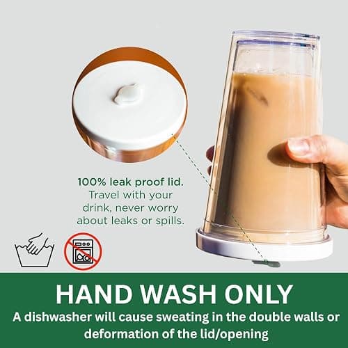 Reusable Iced Coffee Cup (24 Oz/Venti), Leak Proof and Double Wall Insulated Iced Coffee Tumbler, Come with Reusable Plastic and Metal Straws and Straw Cleaner - White thumbnail 2