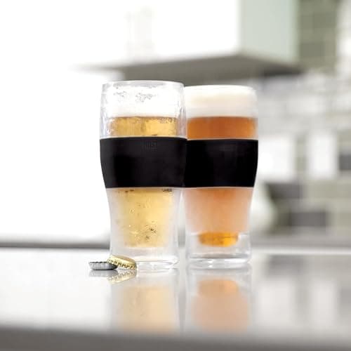 Host FREEZE Beer Glasses, Frozen Beer Mugs, Freezable Pint Glass Set, Insulated Pint Glass to Keep Your Drinks Cold, Double Walled Insulated Glasses, Tumbler for Iced Coffee, 16oz, Set of 2, Black thumbnail 12
