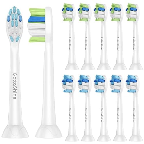 GottaShine Replacement Toothbrush Heads for Philips Sonicare – Plaque Control, Compatible with Click-on Electric Toothbrush Handles, 12 Pack White - Image 1