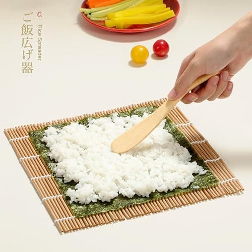 Sushi Making Kit, Delamu Bamboo Sushi Mat, Including 2 Sushi Rolling Mats, 5 Pairs of Chopsticks, 1 Paddle, 1 Spreader, 1 Beginner Guide PDF, Beginner Sushi Kit, Sushi Plates thumbnail 3