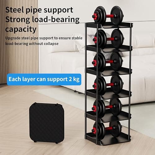 Altdnmaf 6 Tier Vertical Narrow Shoe Rack, Stackable Tall Skinny Shoerack, Compact Single Shoes Storage Tower for Slim Space, Corner Plastic Shelves, for Hallways, Entryway, Bedrooms Organizer, Black thumbnail 7