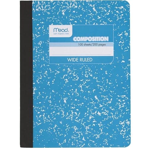 Mead Composition Notebook, Wide Ruled Paper, 7-1/2" x 9-3/4", 100 Sheets, Blue Marble (09918AY7) - Image 1
