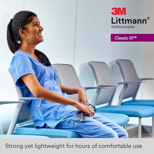 3M Littmann Classic III Monitoring Stethoscope, 5633, More Than 2X as Loud, Weighs Less, Stainless Steel Chestpiece, 27" Pearl Pink Tube - Pearl Pink Tube - Stainless-Finish Chestpiece thumbnail 11